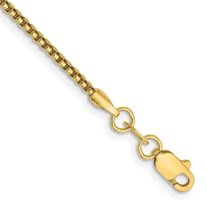 14K 7 inch 1.5mm Semi-Solid Round Box with Lobster Clasp Bracelet
