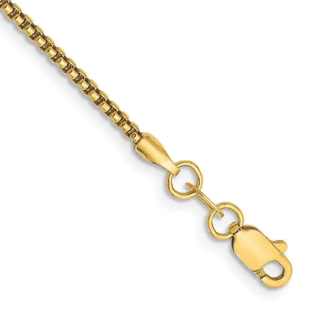 14K 7 inch 1.5mm Semi-Solid Round Box with Lobster Clasp Bracelet