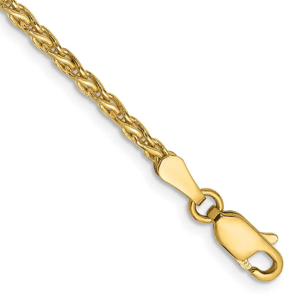 14k 7 inch 2.25mm Parisian Wheat with Lobster Clasp Bracelet