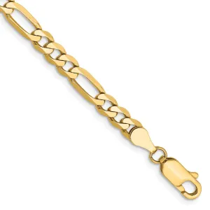 14K 7 inch 4.75mm Flat Figaro with Lobster Clasp Bracelet