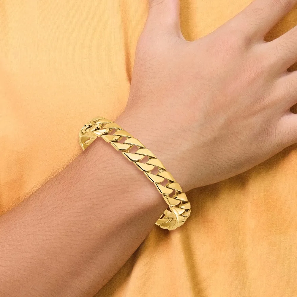14K 8 inch 10.2mm Hand Polished Fancy Link with Box Catch Bracelet