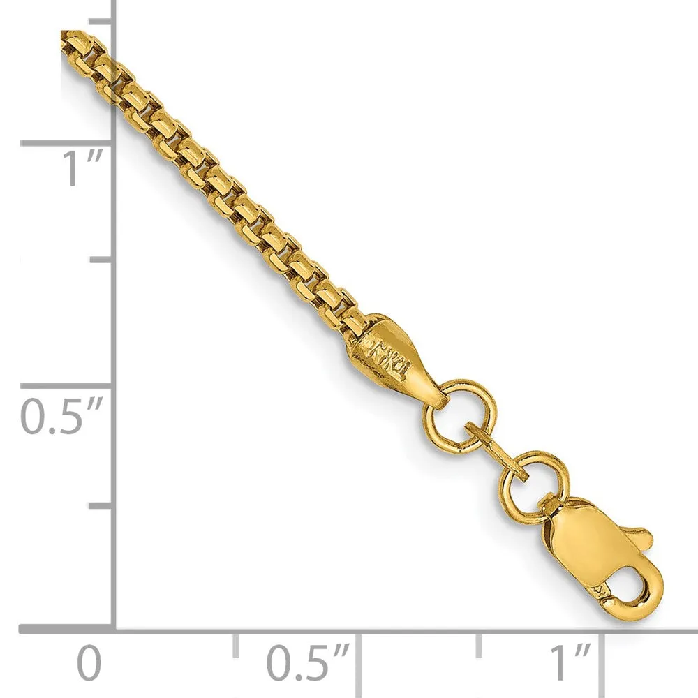 14K 8 inch 1.75mm Semi-Solid Round Box with Lobster Clasp Bracelet