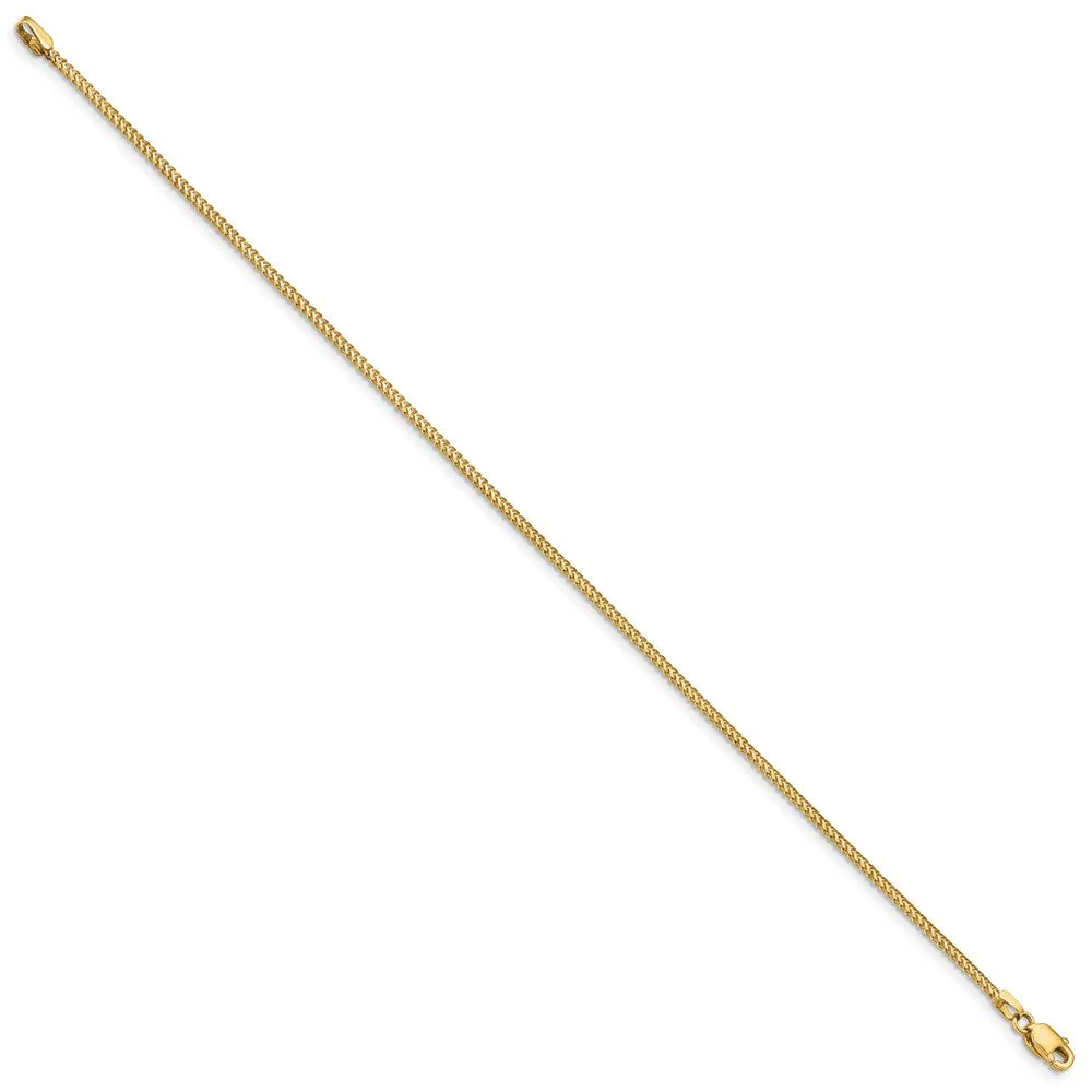 14K 8 inch 1mm Franco with Lobster Clasp Bracelet