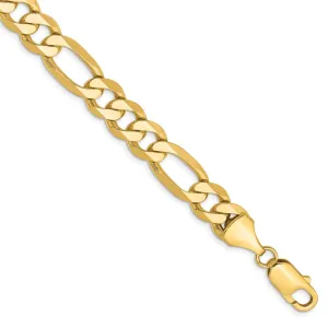 14K 8 inch 8.75mm Flat Figaro with Lobster Clasp Bracelet