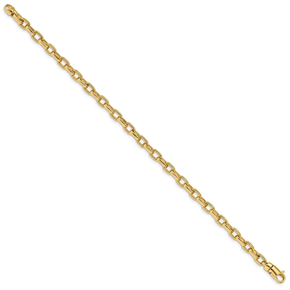 14K 8.25 inch 5mm Hand Polished Fancy Link with Lobster Clasp Bracelet