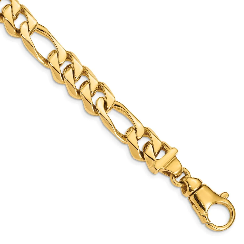 14K 8.5 inch 10.9mm Hand Polished Fancy Link with Fancy Lobster Clasp Bracelet