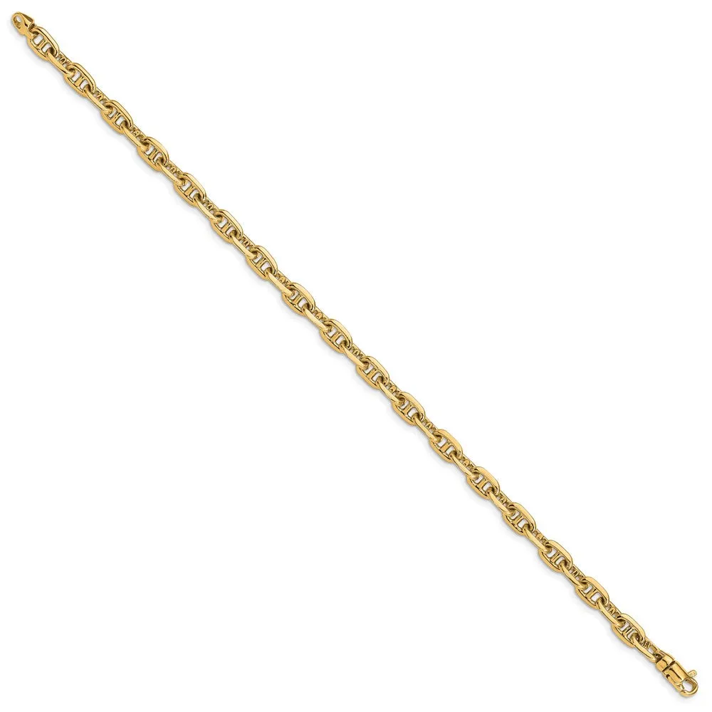 14K 8.5 inch 5.1mm Hand Polished Fancy Link with Lobster Clasp Bracelet