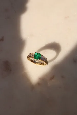 14K Columbian Emerald Art Deco Ring