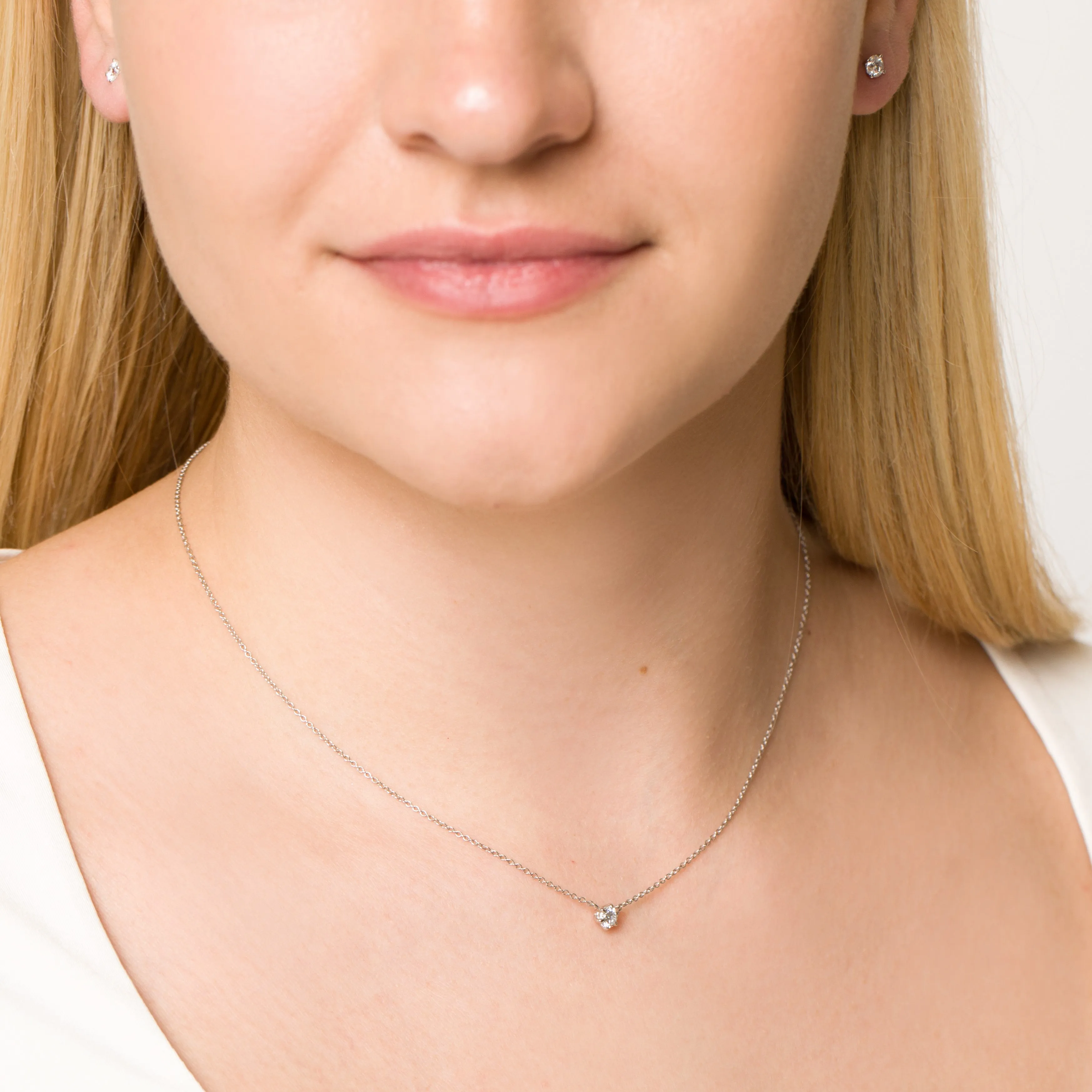 14K Diamond Solitaire Necklace