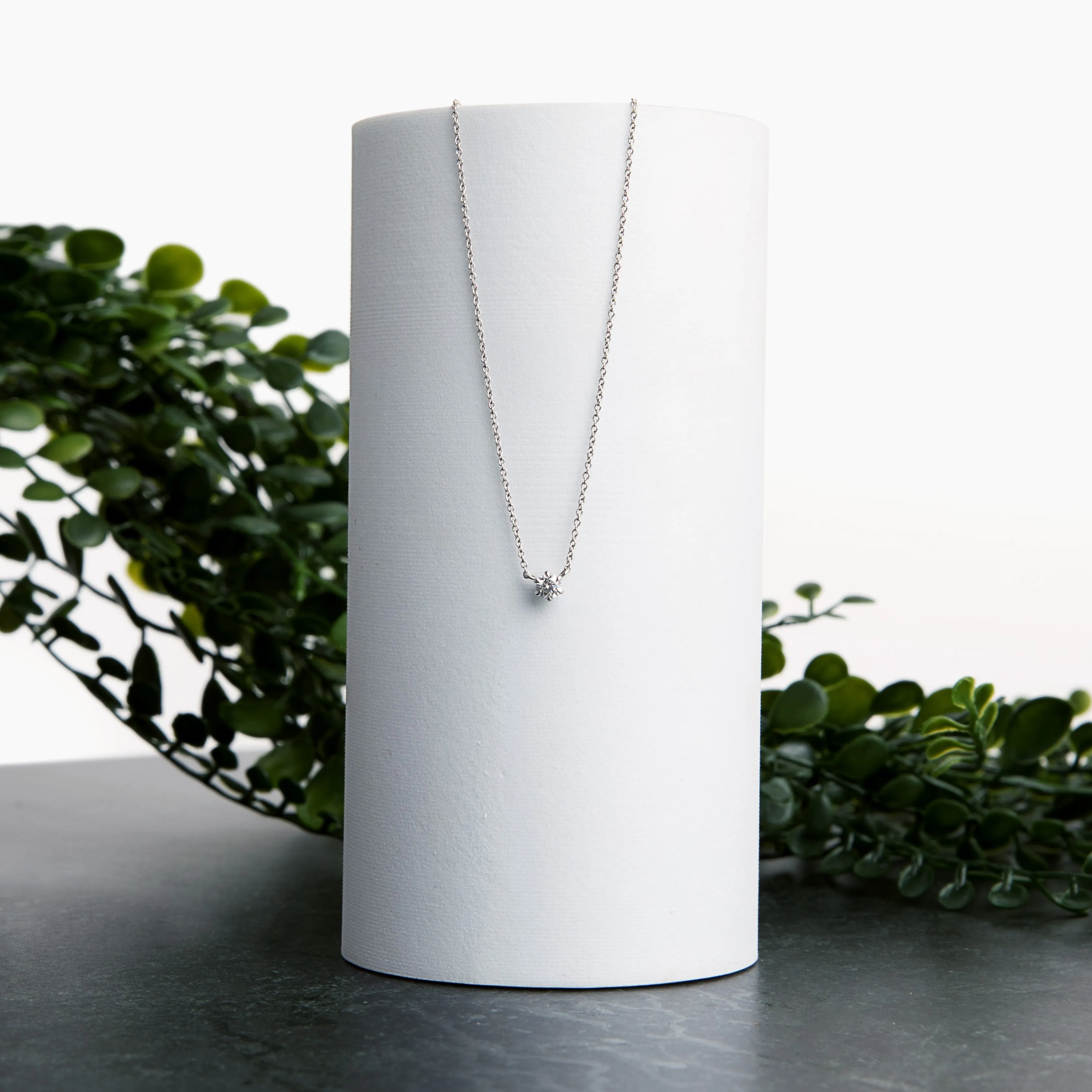 14K Diamond Solitaire Necklace