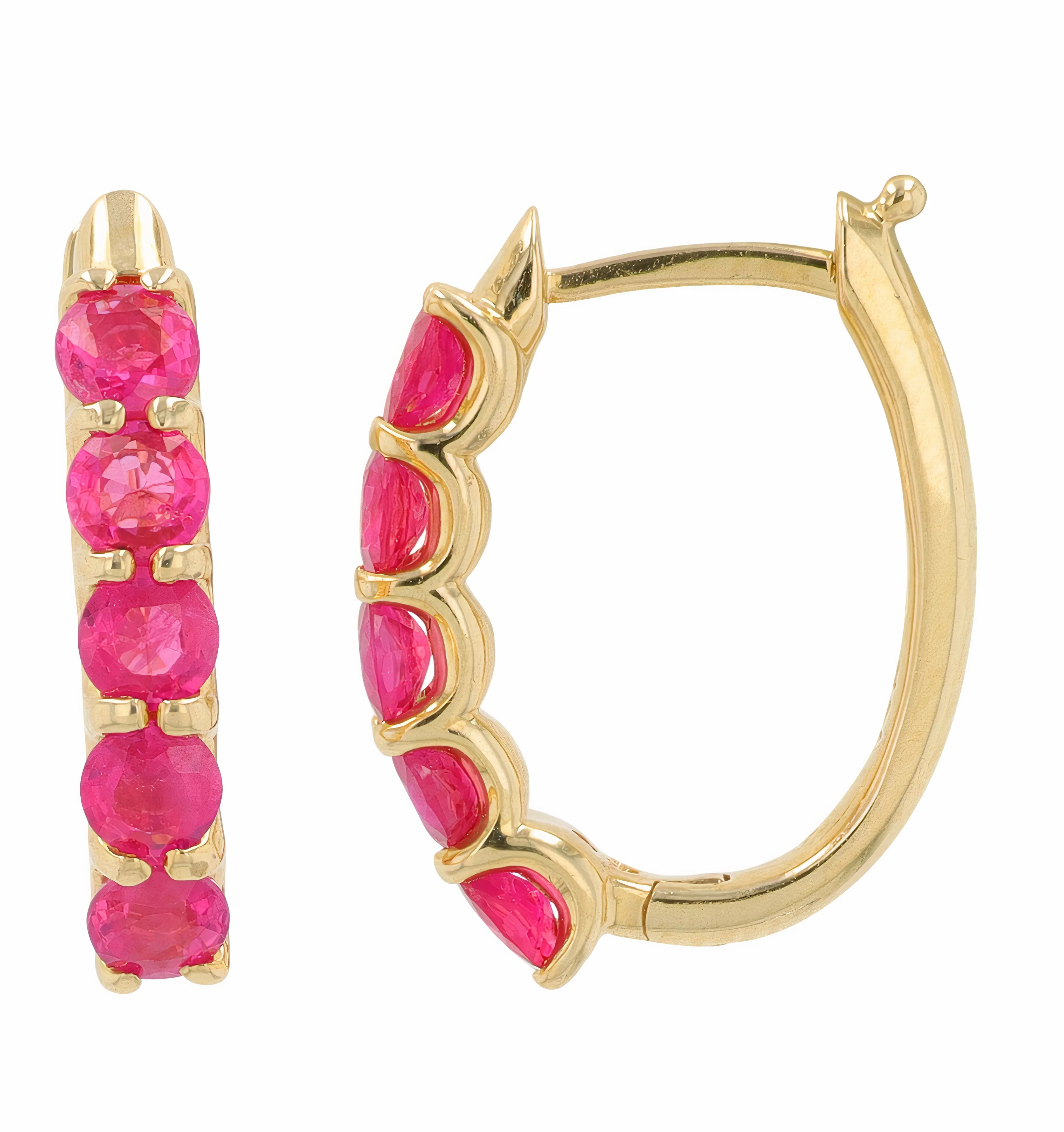 14K EFFY YG 2.38 CTW Ruby Hoops