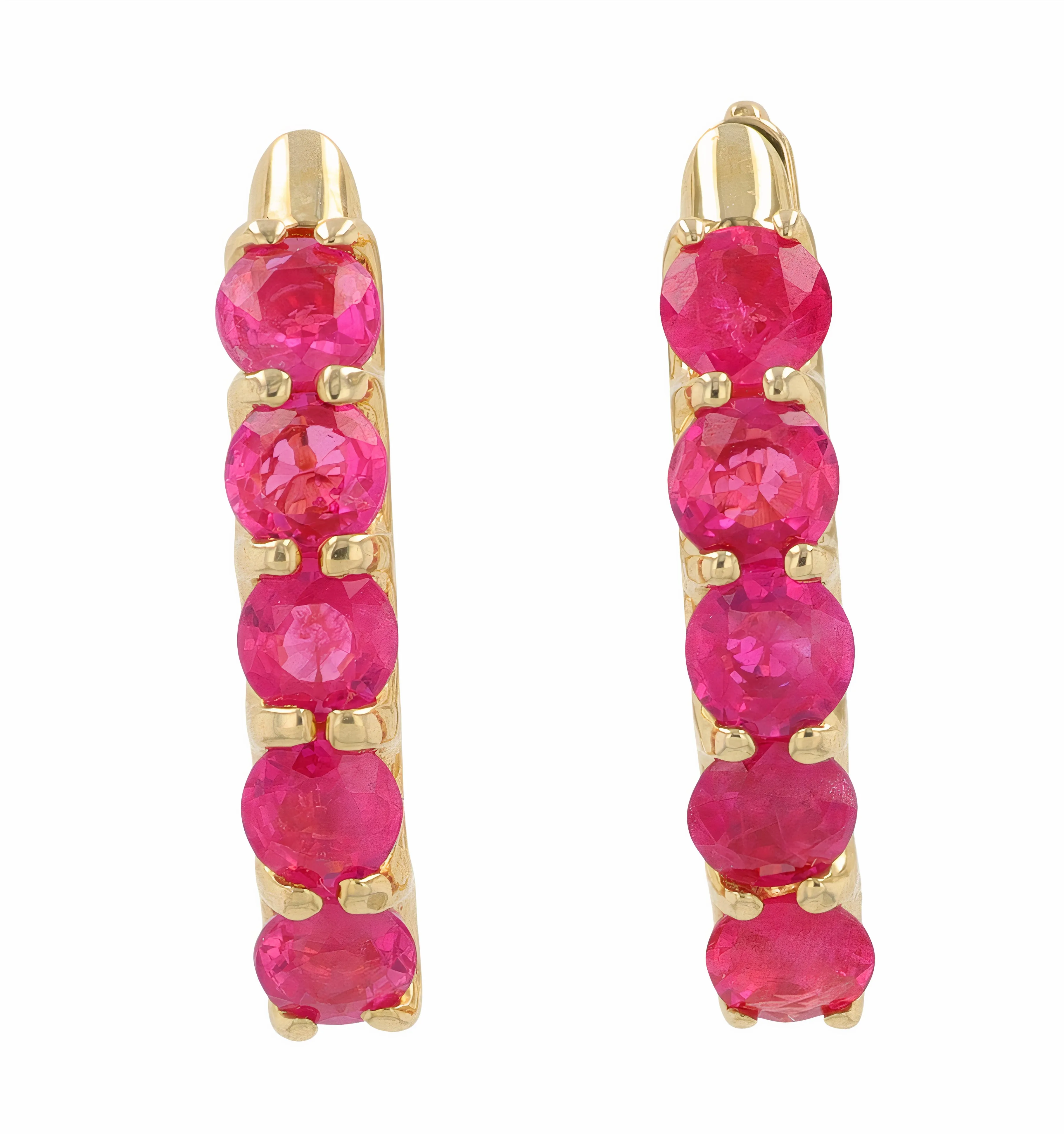 14K EFFY YG 2.38 CTW Ruby Hoops