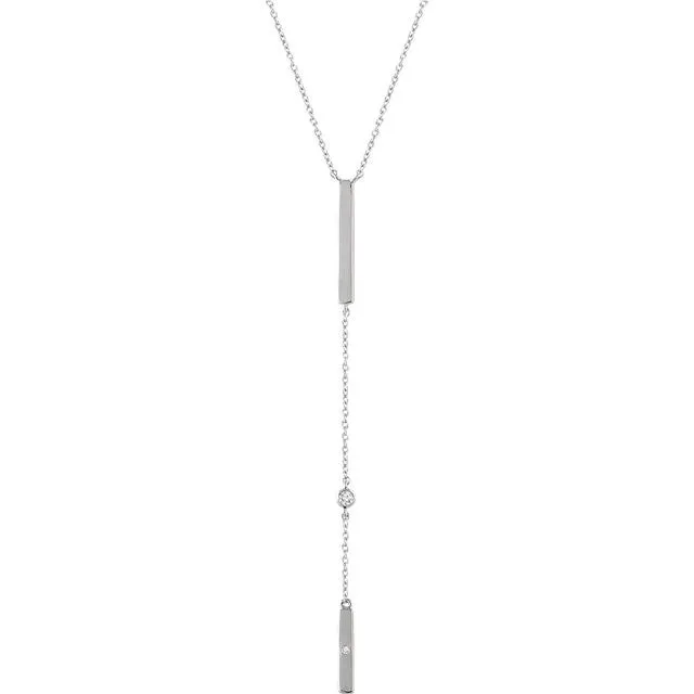 14K Gold .06 CTW Diamond Bar 16-18" Necklace