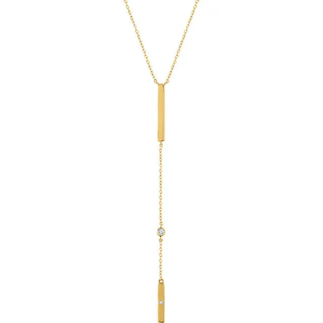 14K Gold .06 CTW Diamond Bar 16-18" Necklace