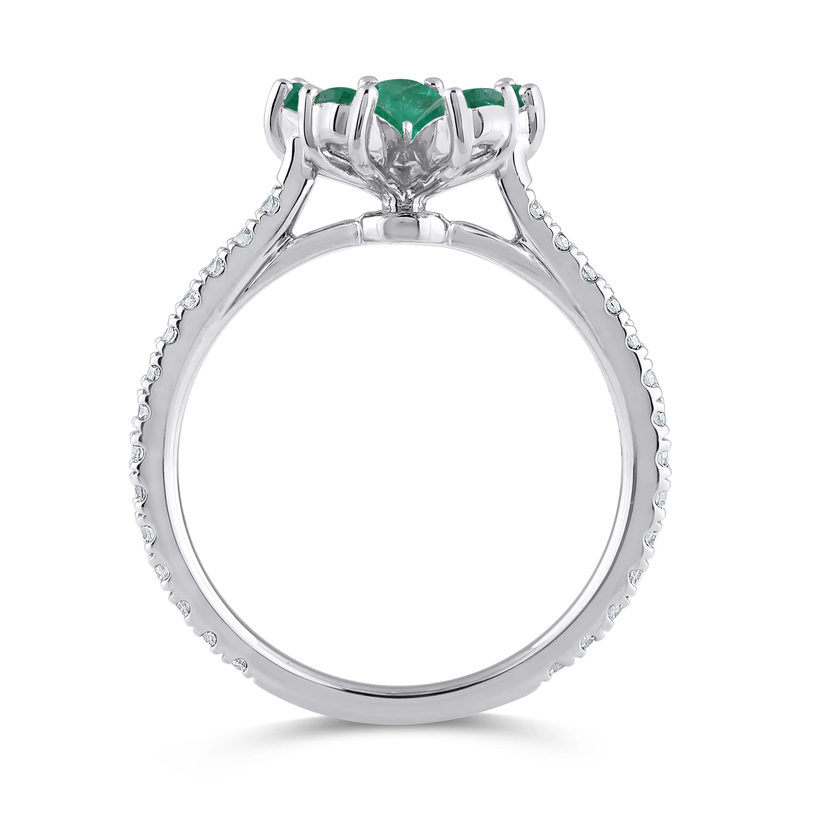 14K Gold Emerald & Lab Grown Diamond Flower Ring