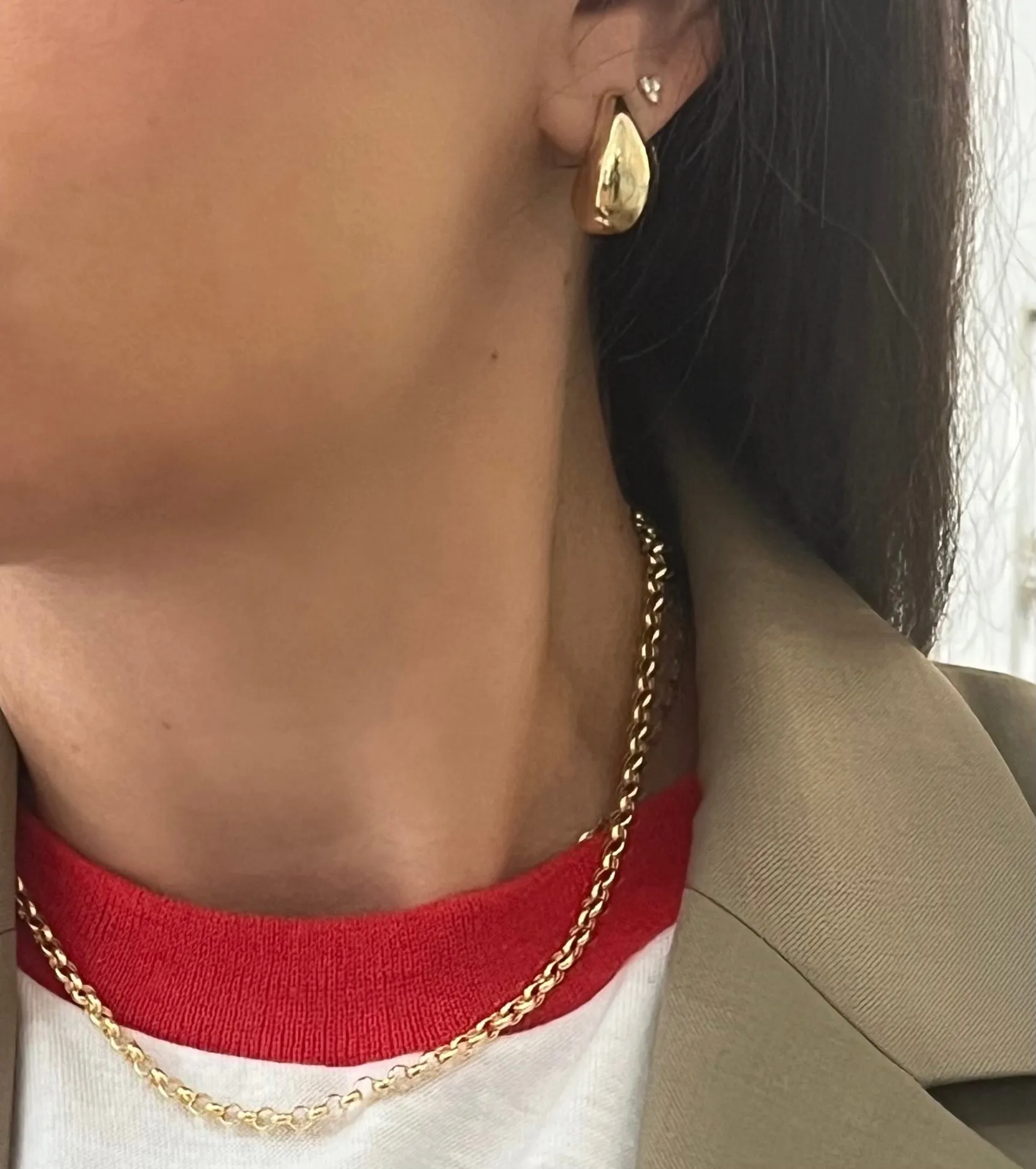 14K Gold Teardrop Dome Earrings