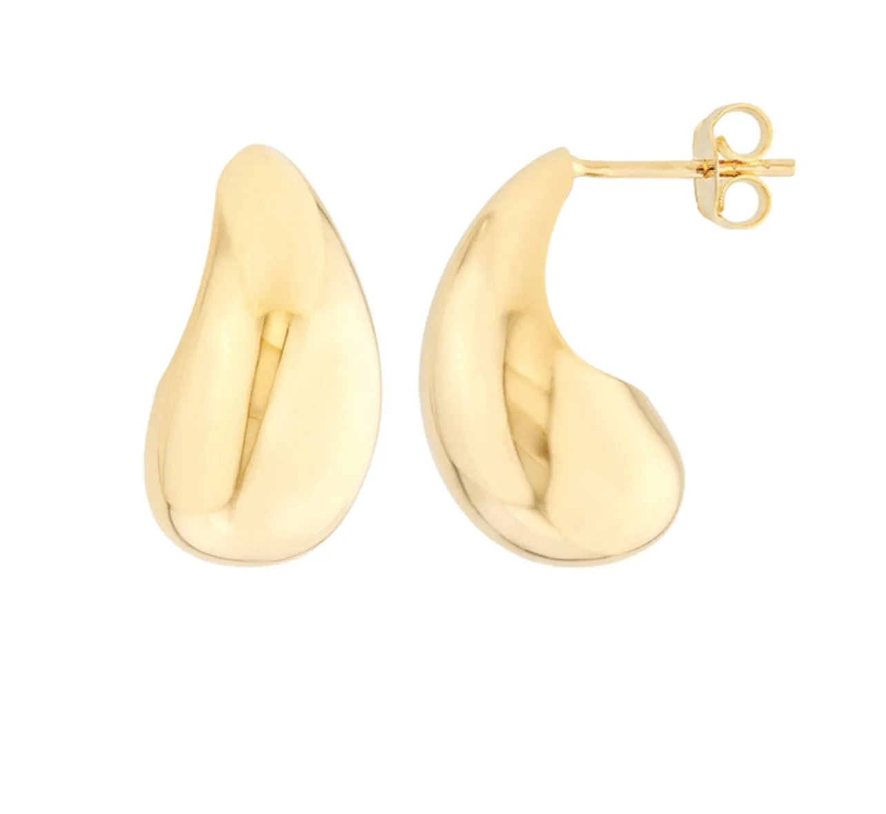 14K Gold Teardrop Dome Earrings