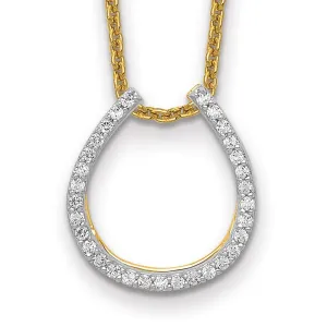 14k Rhodium .155ct Diamond Horseshoe Necklace