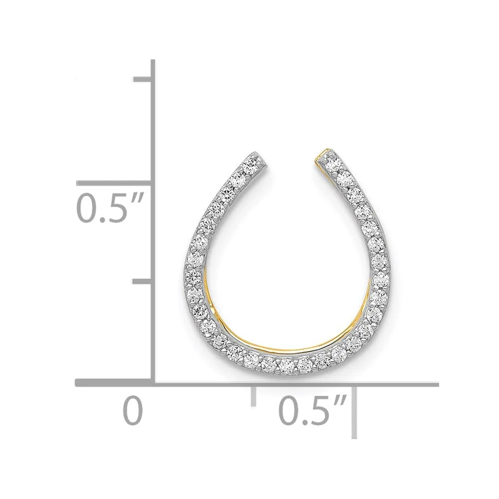 14k Rhodium .155ct Diamond Horseshoe Necklace
