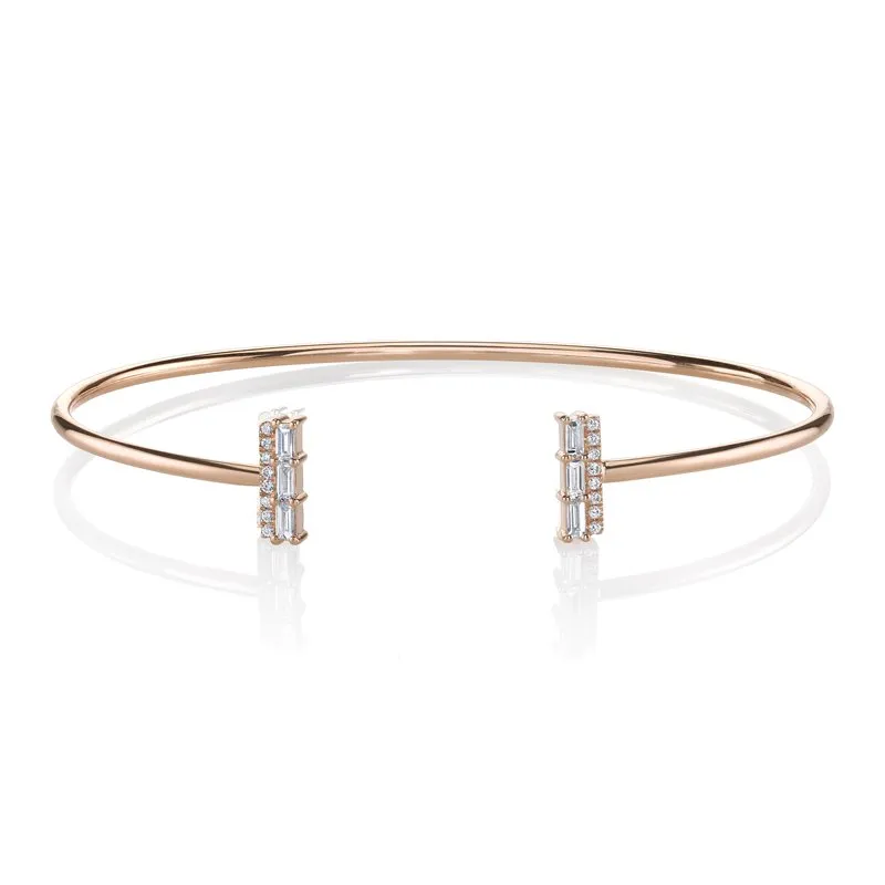 14K Rose Gold 0.36ct. Baguette Diamond Accent Bangle Bracelet