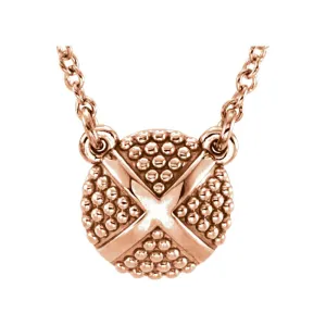 14k Rose Gold Granulated X 18" Necklace