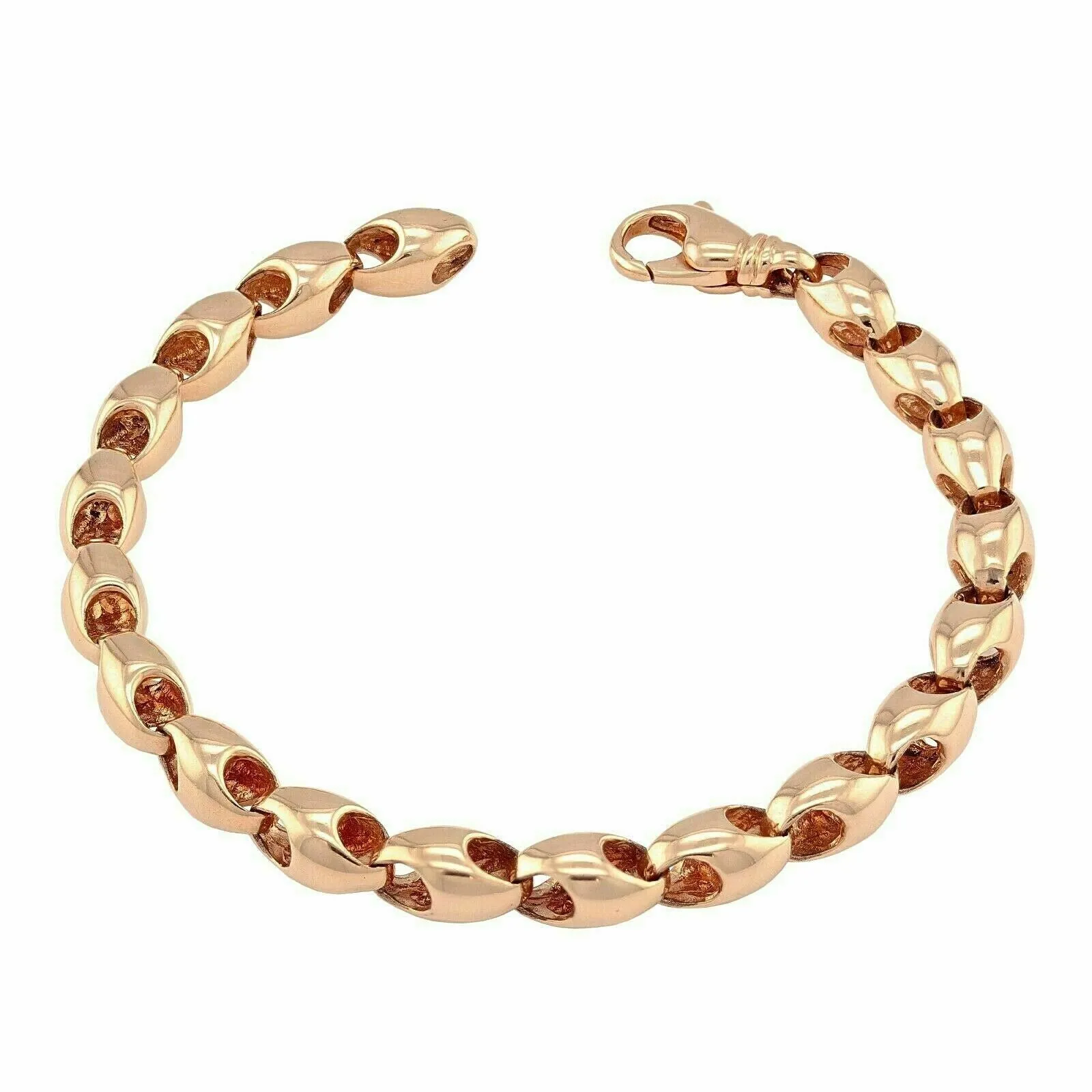 14k Rose Gold Handmade Fashion Link Bracelet 8" 7mm 32.2 grams