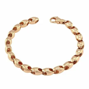 14k Rose Gold Handmade Fashion Link Bracelet 8" 7mm 32.2 grams
