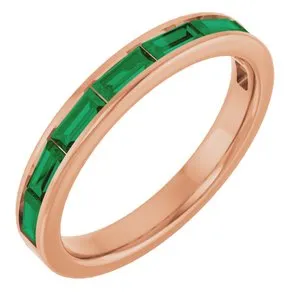 14K Rose Natural Emerald Stackable Ring