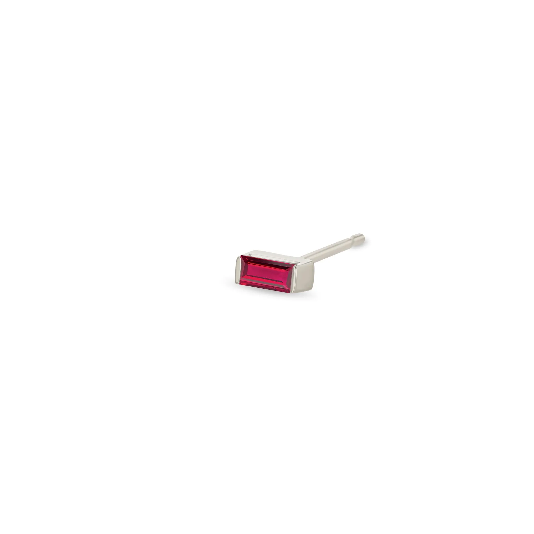 14k Ruby Baguette Studs | July Birthstone