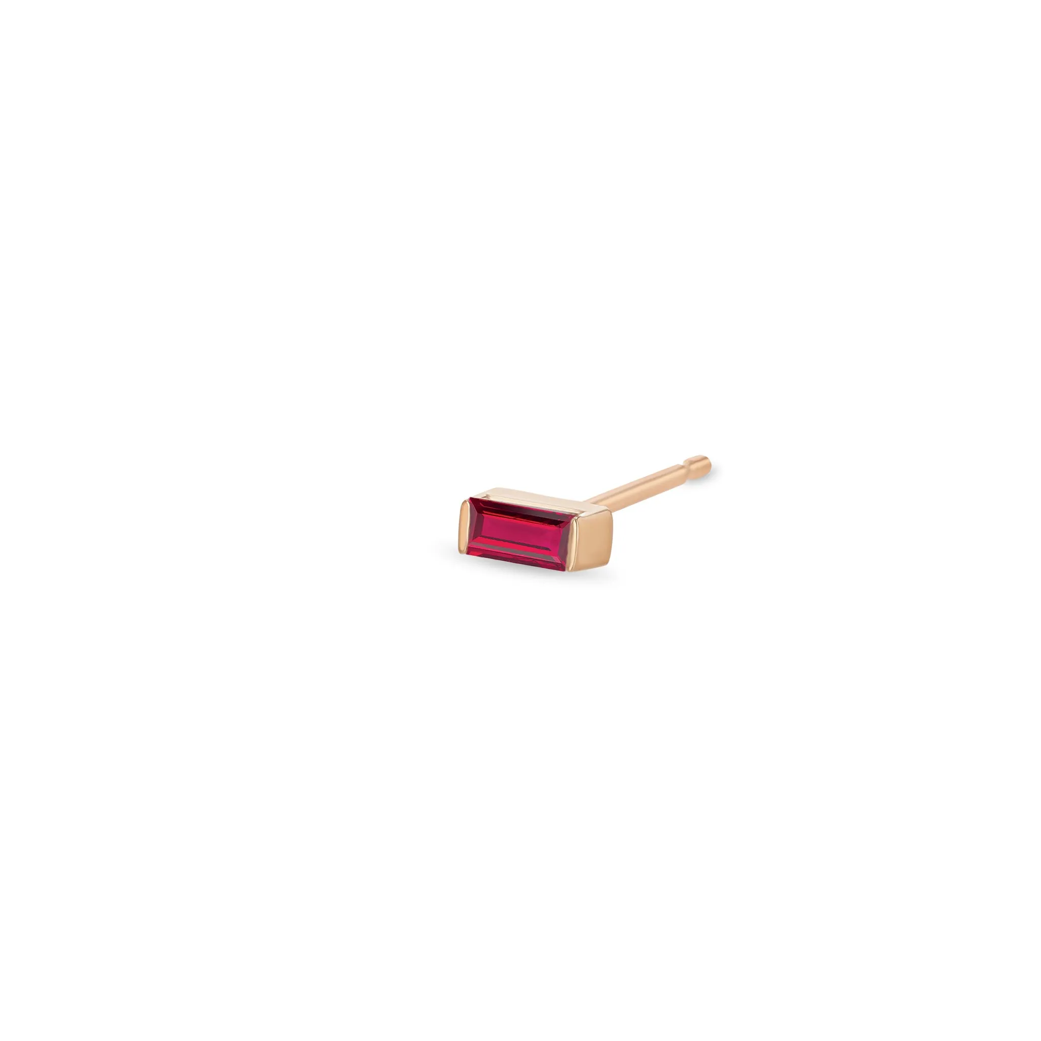 14k Ruby Baguette Studs | July Birthstone