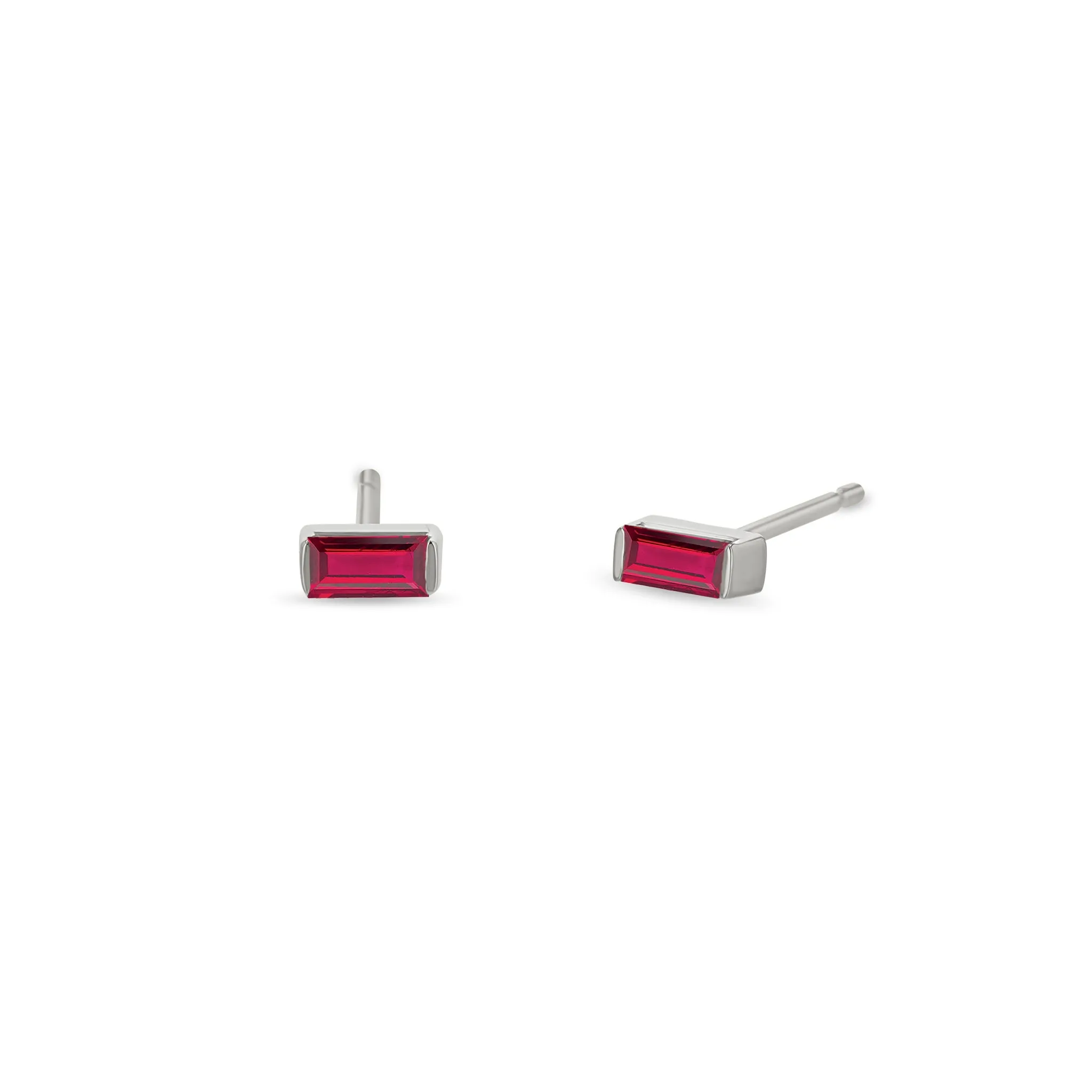 14k Ruby Baguette Studs | July Birthstone