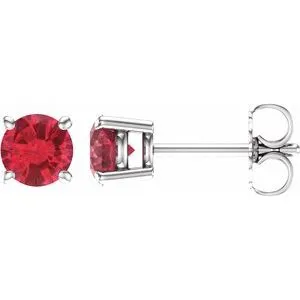 14K White 5 mm Natural Ruby Stud Earrings