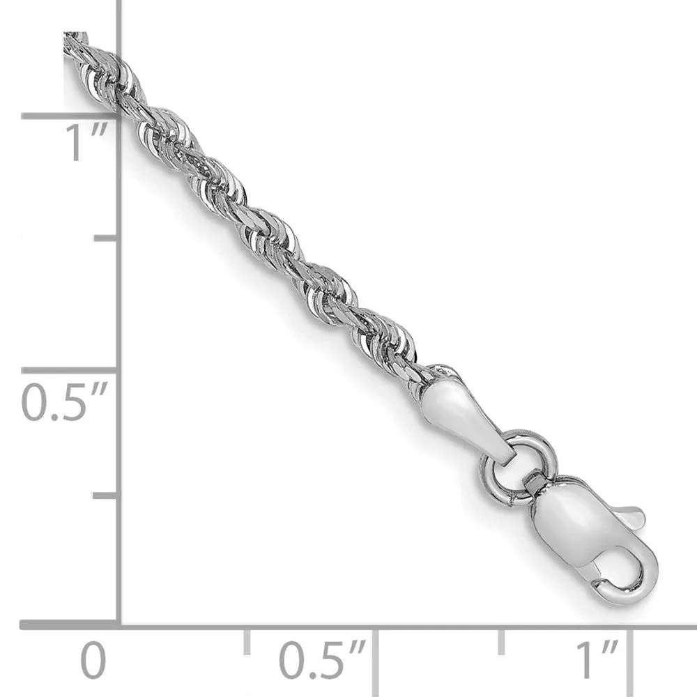 14k White Gold 2.25mm Diamond-cut Quadruple Rope Lobster Clasp Chain Bracelet