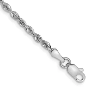 14k White Gold 2.25mm Diamond-cut Quadruple Rope Lobster Clasp Chain Bracelet