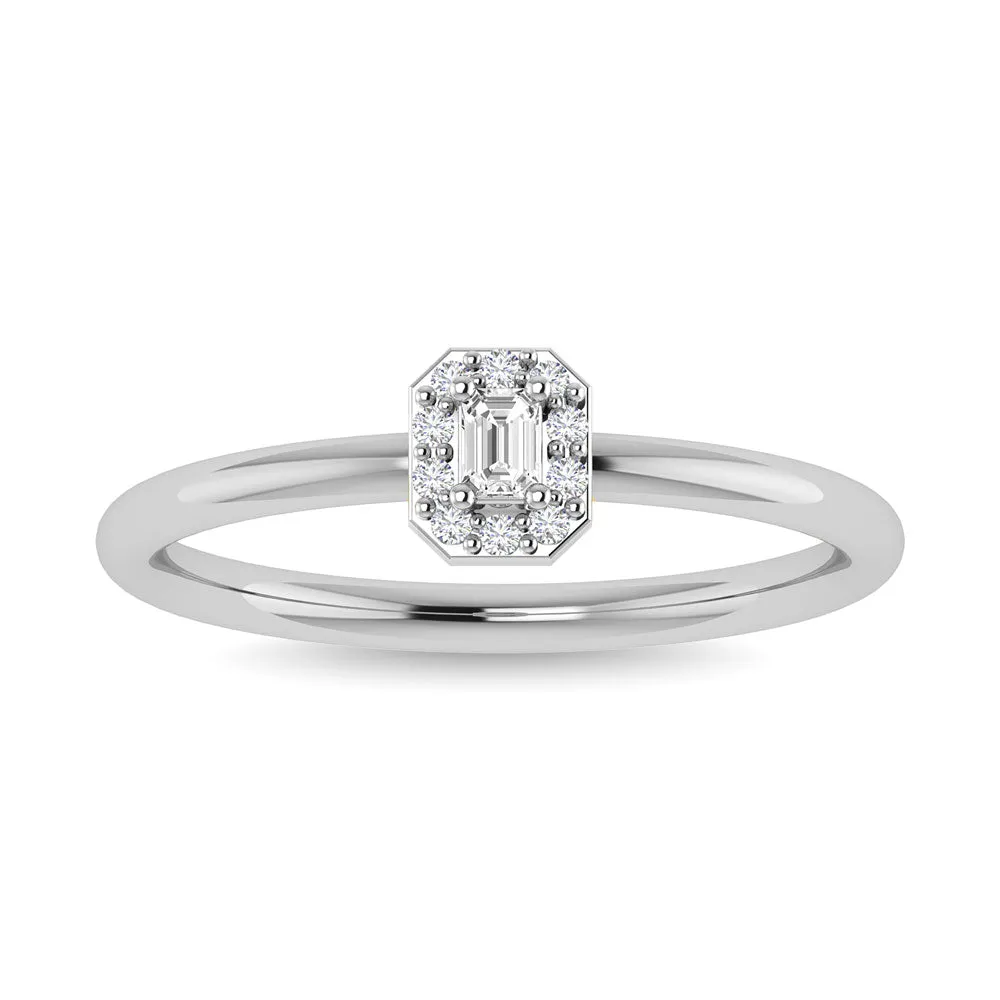 14K White Gold Diamond 1/6 CTW Emerald Cut Promise Ring
