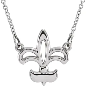 14k White Gold Fleur-De-Lis 16" Necklace