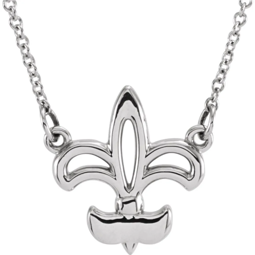 14k White Gold Fleur-De-Lis 16" Necklace