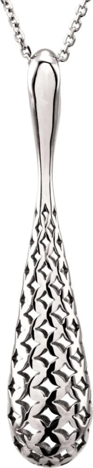 14k White Gold Pierced Teardrop 18" Necklace