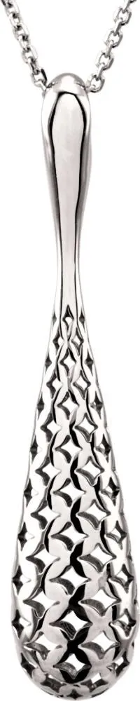 14k White Gold Pierced Teardrop 18" Necklace