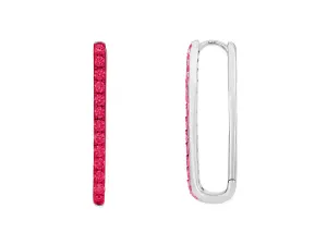 14k White Gold Ruby Paperclip Hoop Earrings