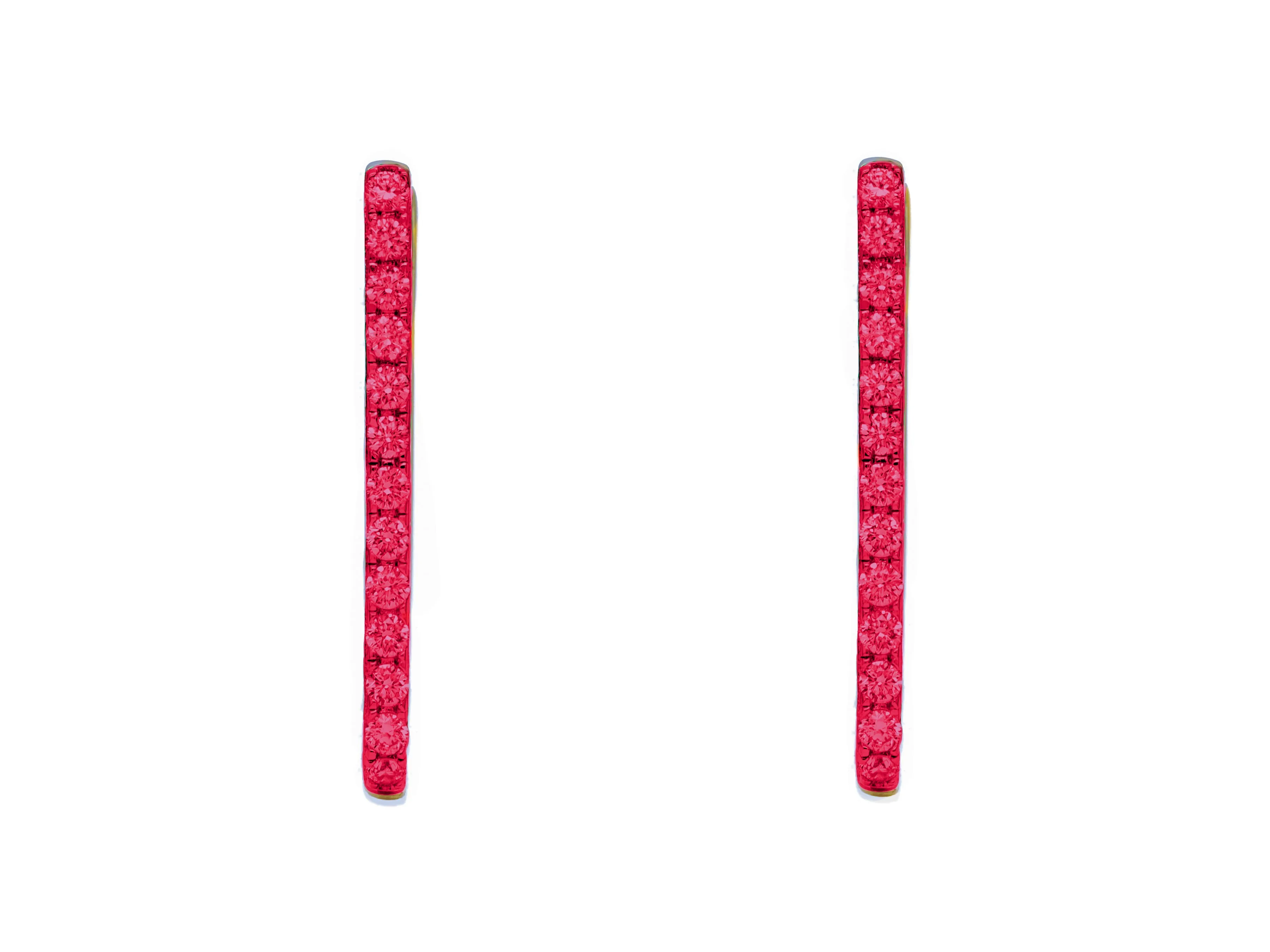 14k White Gold Ruby Paperclip Hoop Earrings