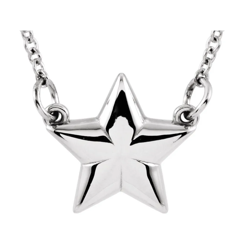 14k White Gold Star 18" Necklace