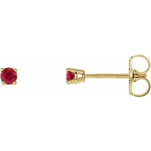 14K Yellow 2.5 mm Lab-Grown Ruby Stud Earrings