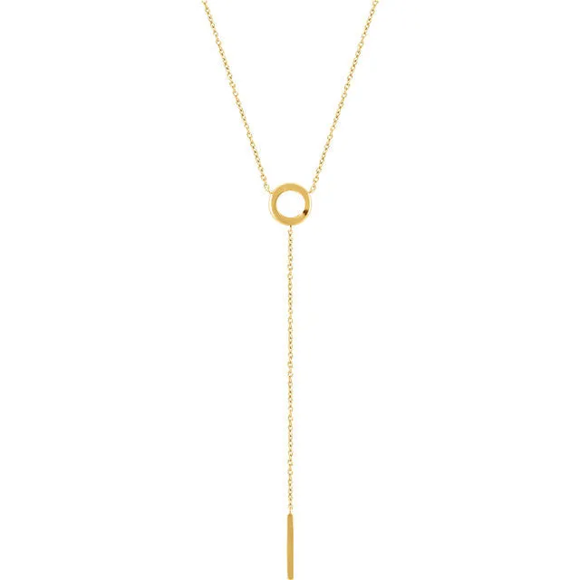 14K Yellow Circle & Bar "Y" 16-18" Necklace