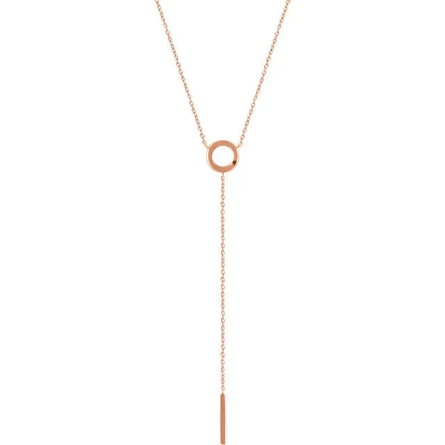 14K Yellow Circle & Bar "Y" 16-18" Necklace