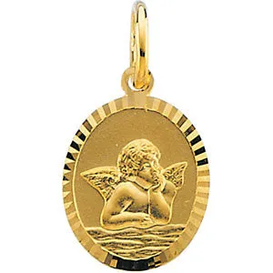14k Yellow Gold 11x9mm Angel Pendant