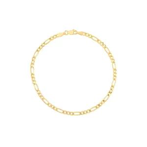 14K Yellow Gold 3.2mm Concave Figaro Link Bracelet