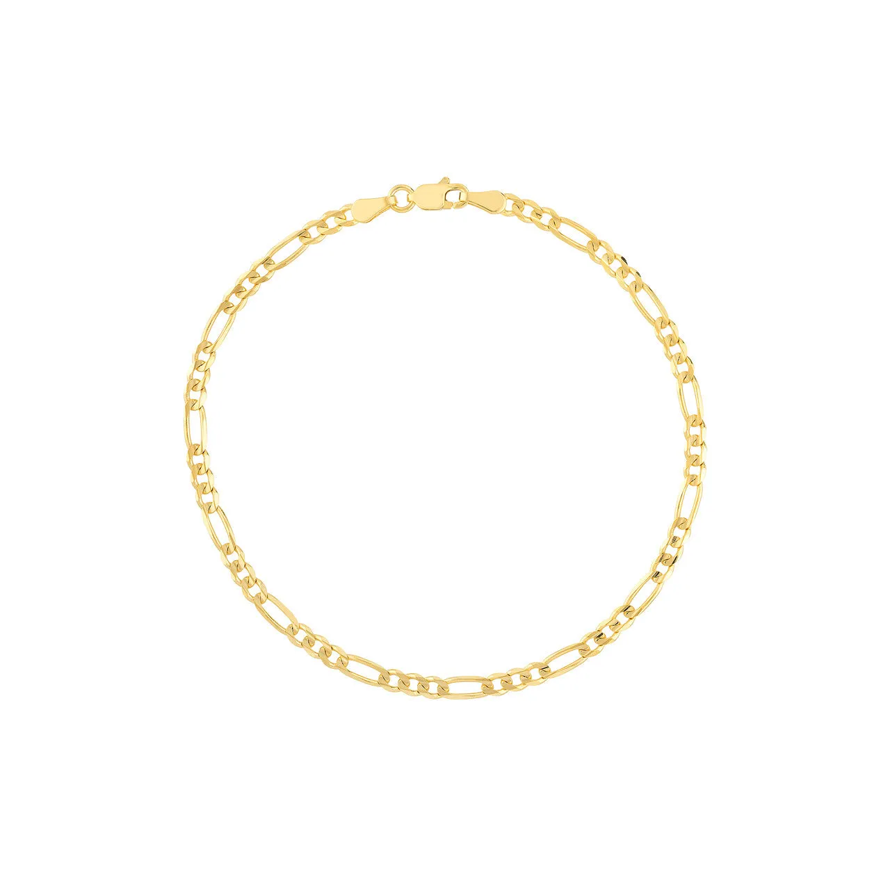 14K Yellow Gold 3.2mm Concave Figaro Link Bracelet