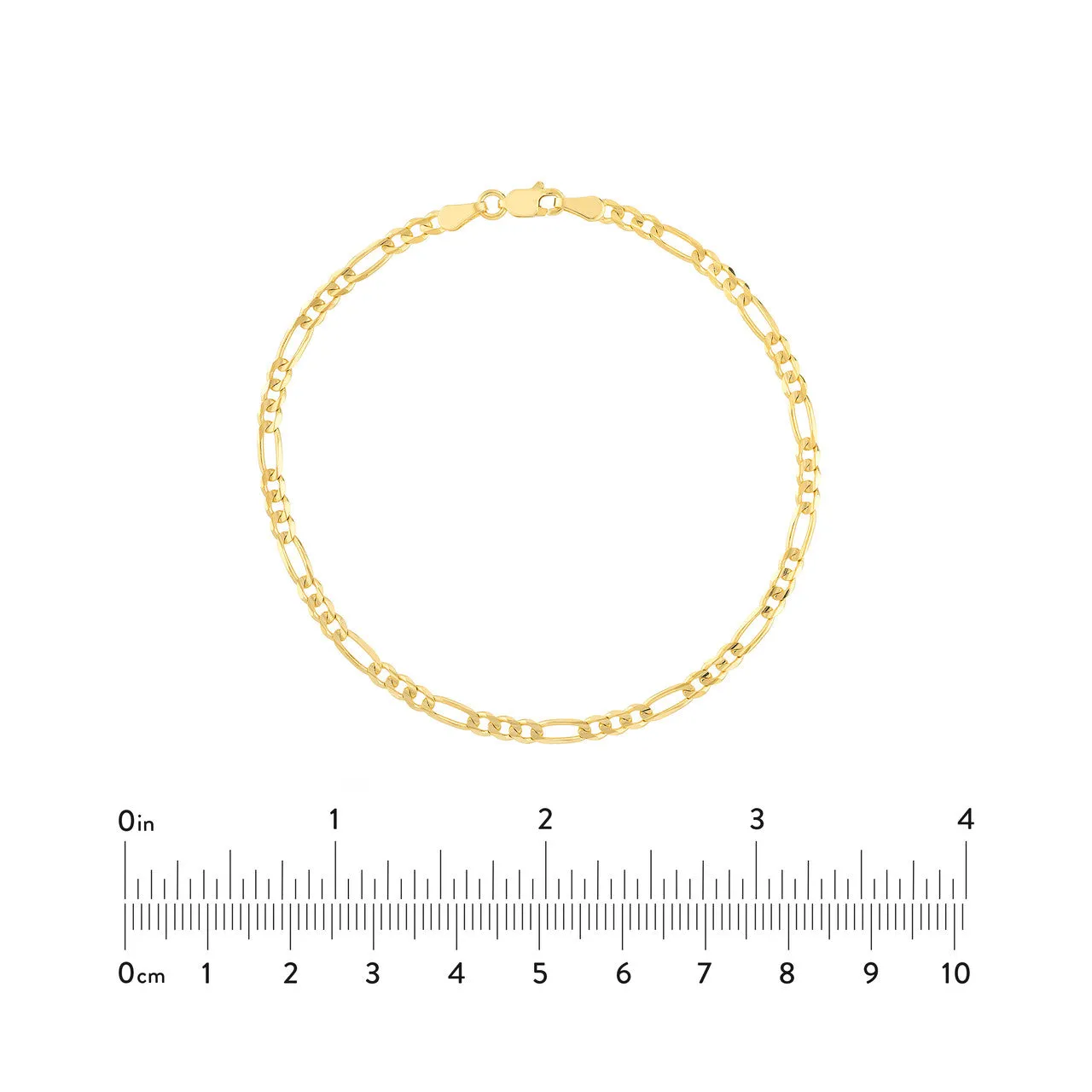 14K Yellow Gold 3.2mm Concave Figaro Link Bracelet