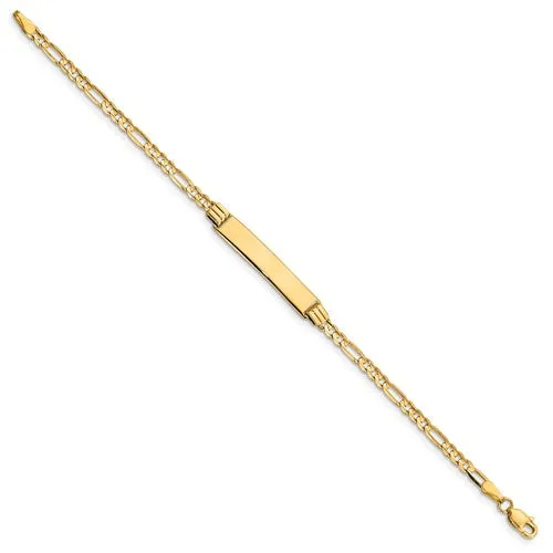 14K Yellow Gold 6" Figaro Link Child ID Bracelet